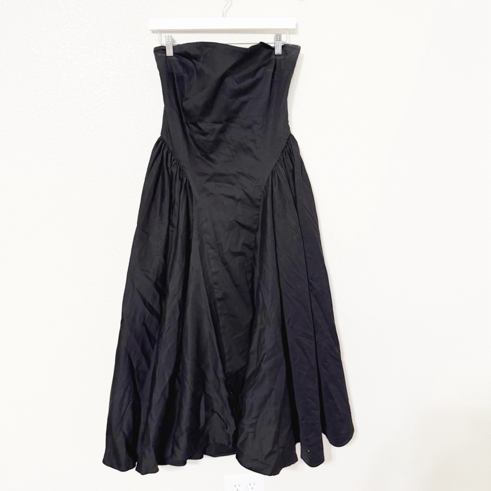 NWT Delfi Collective Imani Strapless Black Midi Cocktail Cotton Flare Dress - Picture 9 of 10